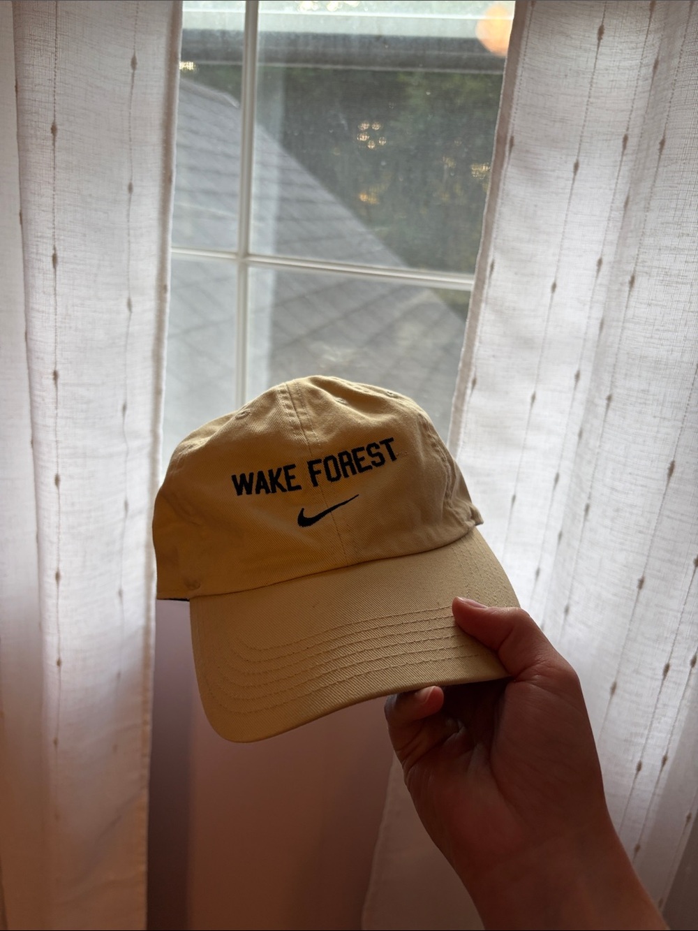 Nike Youth Size Wake Forest Yellow Baseball Cap with Embroidered Logo